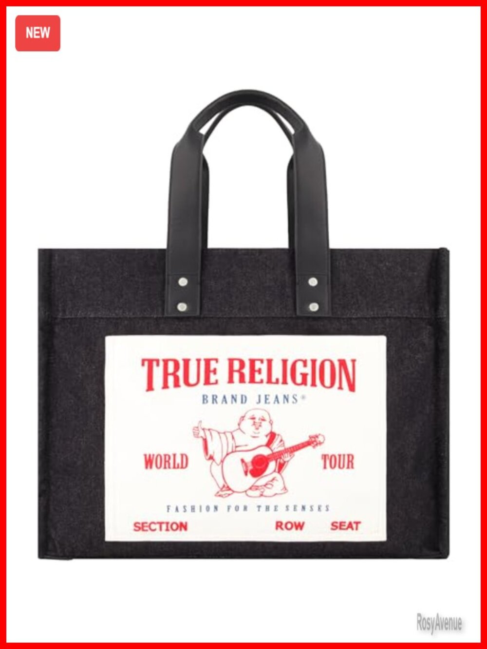 True Religion Canvas Tote Bag Large Travel Carryall Shoulder Handbag